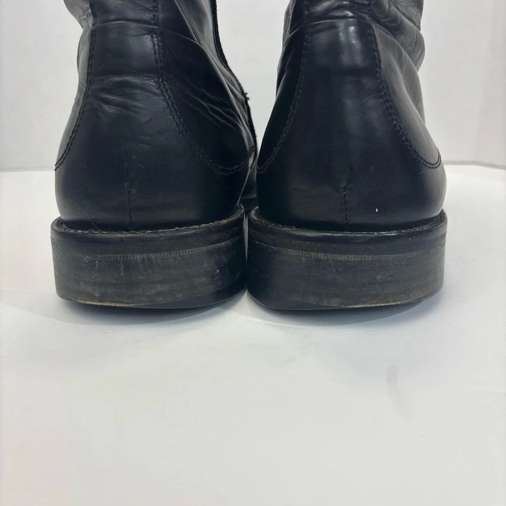 Vtg Kenneth Cole Collection Ankle Boots Mens 8.5 Black Leather Zip Italy Square